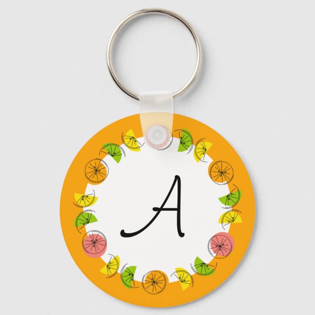 Citrus Circle Orange Monogram  double-sided Key Ring (Front)