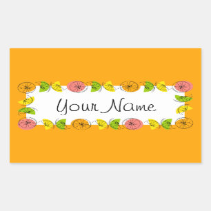 Citrus Circle Orange Name sticker rectangle