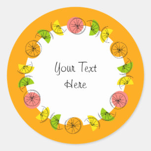 Citrus Circle Orange Text sticker round