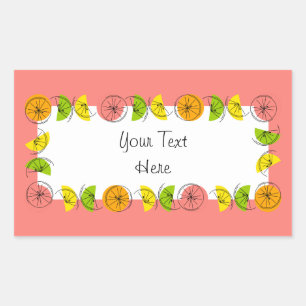 Citrus Circle Pink Name sticker rectangle