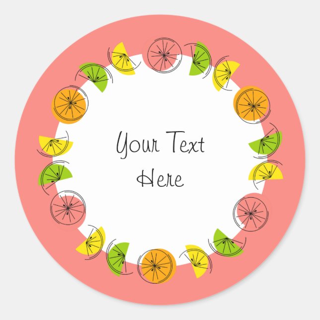 Citrus Circle Pink Text sticker round (Front)