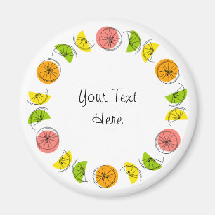 Citrus Circle Text magnet round