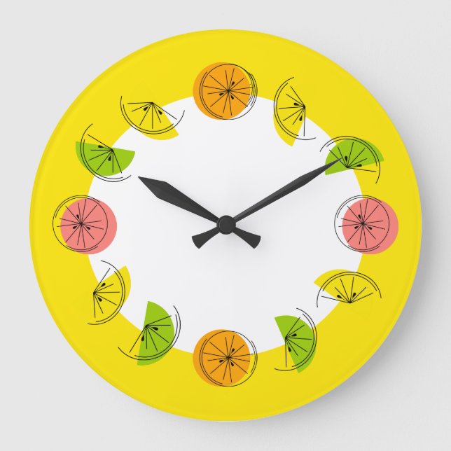 Citrus Circle Yellow clock round (Front)
