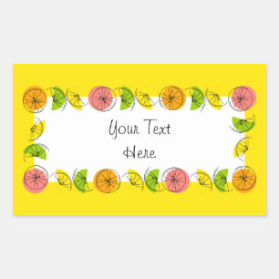 Citrus Circle Yellow Name sticker rectangle