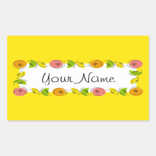 Citrus Circle Yellow Name sticker rectangle