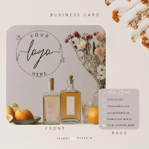 Citrus   Cocktails   Boho Flowers Square Business Card