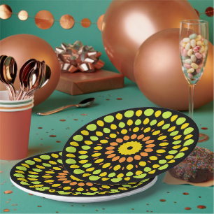 Citrus colors on black background, paper plate