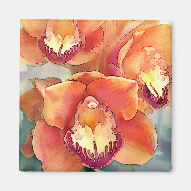 Citrus Coloured Cymbidiums Magnet (Front)