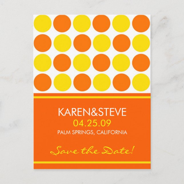 Citrus Coloured Save the Dates Announcement Postcard (Front)