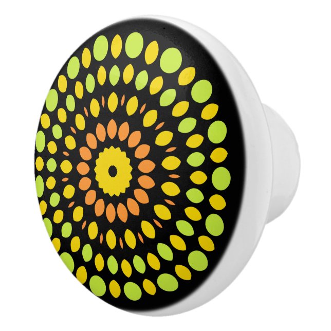 Citrus colours, green, yellow, orange, ceramic knob (Right)