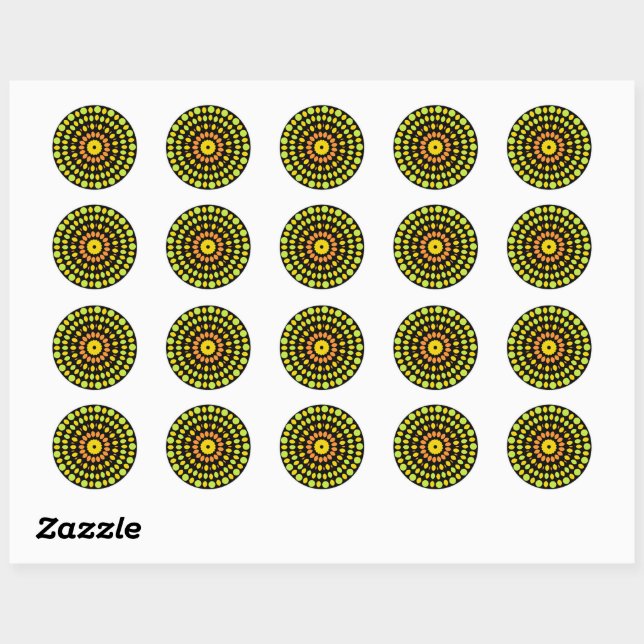 Citrus colours, green, yellow, orange, classic round sticker (Sheet)