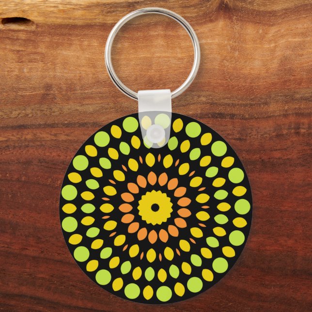 Citrus colours, green, yellow, orange, key ring (Front)