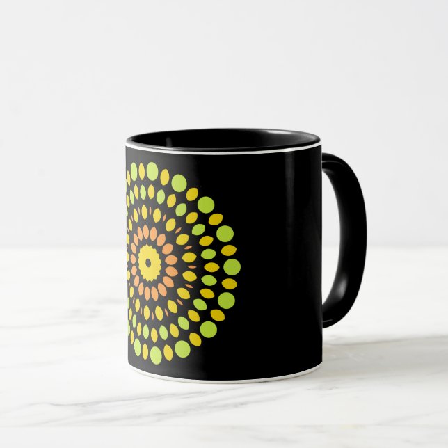 Citrus colours, green, yellow, orange, mug (Front Right)
