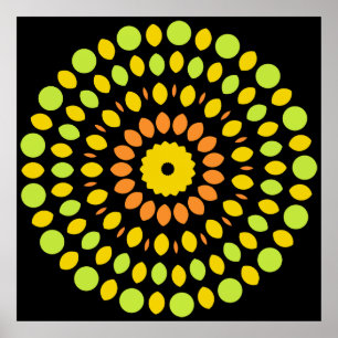 Citrus colours, green, yellow, orange, poster