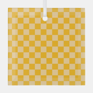 Citrus cream checkered board pattern glass tree decoration