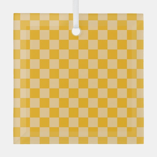 Citrus cream checkered board pattern glass tree decoration (Front)