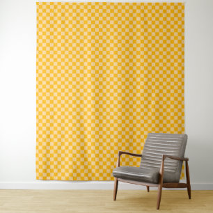 Citrus cream checkered board pattern tapestry