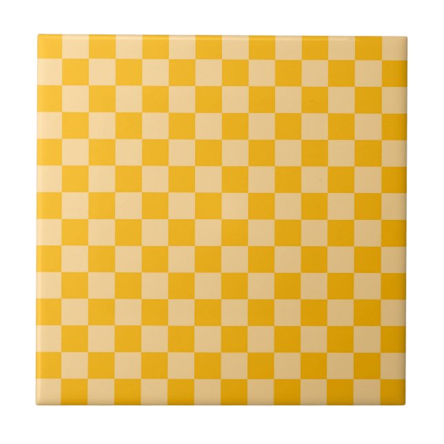 Citrus cream checkered board pattern tile (Front)