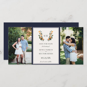 Citrus Crest Monogram Photo Save The Date