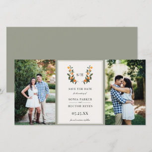 Citrus Crest Monogram Photo Save The Date