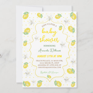 Citrus Cute Lemon Floral Baby Shower Invitation