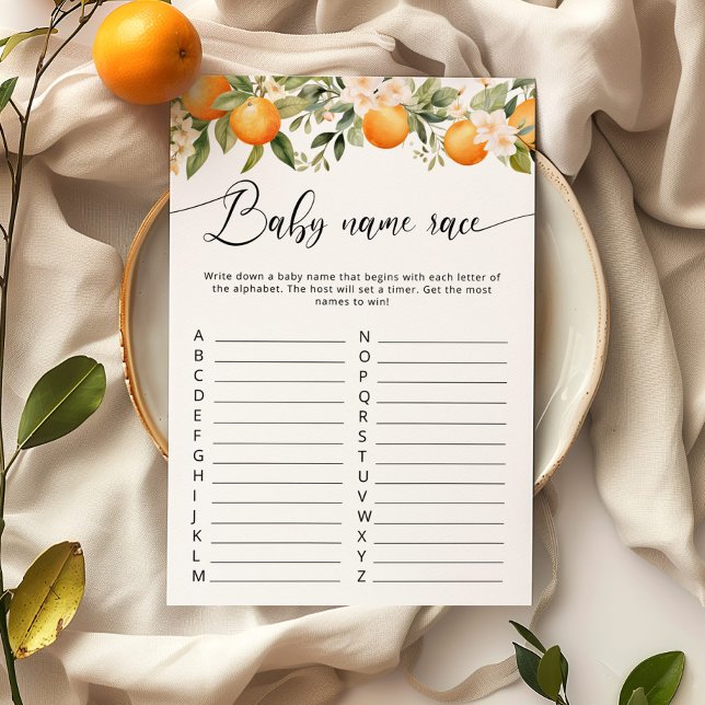 Citrus cutie baby name race baby shower game (Creator Uploaded)