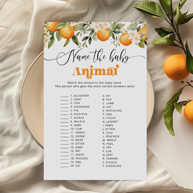 Citrus cutie Name the baby animal baby shower game (Creator Uploaded)