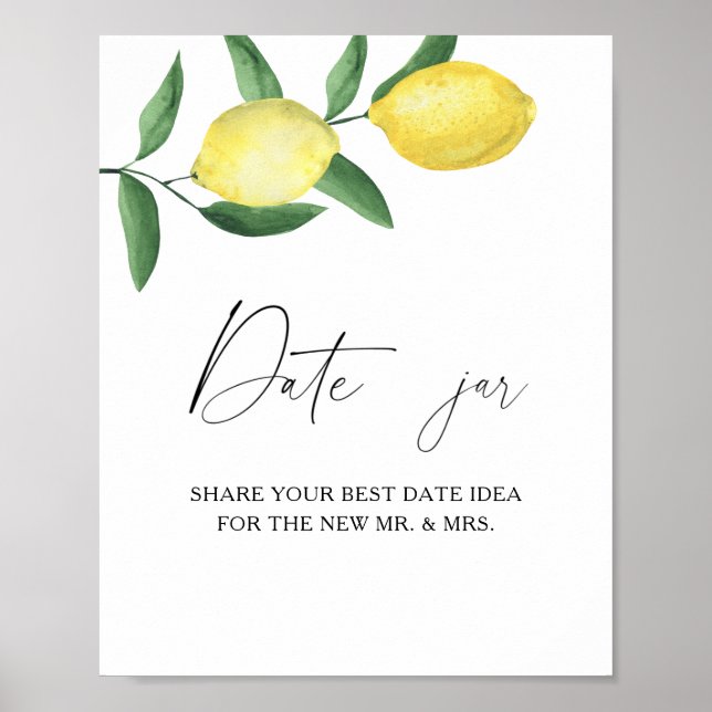 Citrus - date night ideas. Date jar bridal game  Poster (Front)