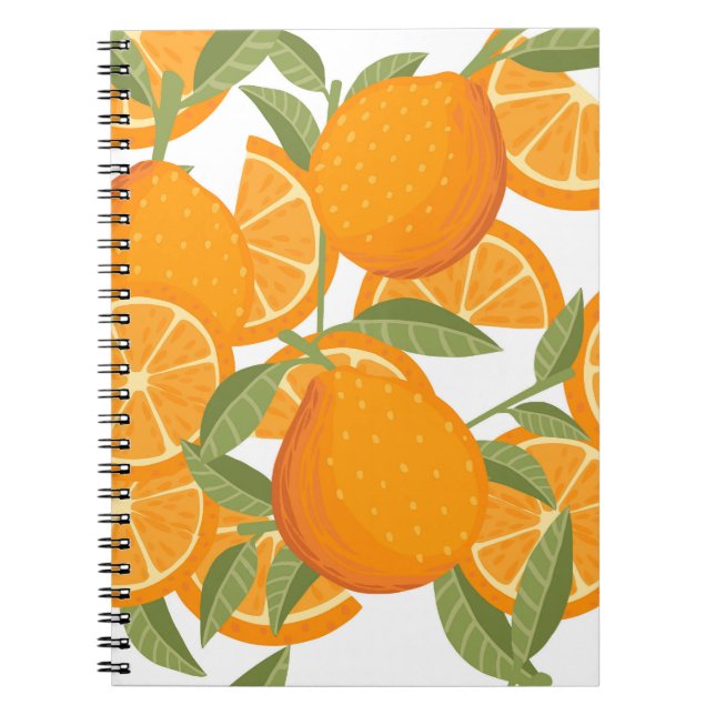 Citrus Delight: Orange Fruit Pattern Notebook (Front)
