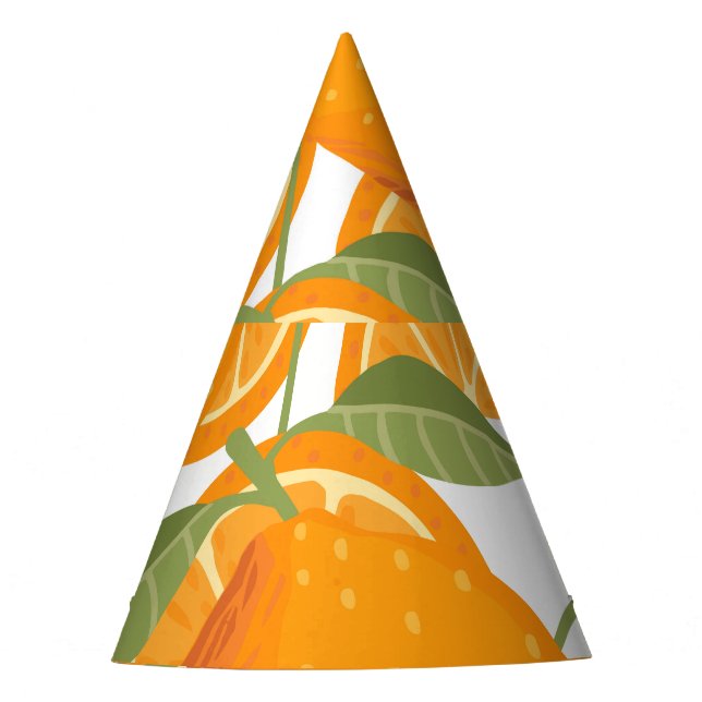 Citrus Delight: Orange Fruit Pattern Party Hat (Front)
