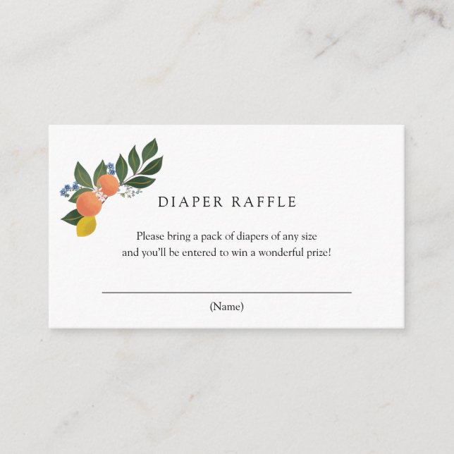 Citrus Diaper Raffle insert card (Front)