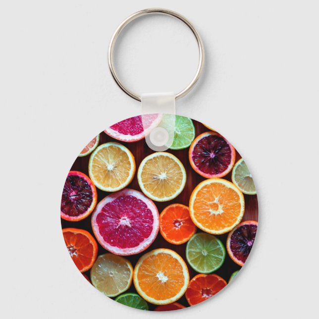 Citrus Dream Lemon Lime Orange Fruit Key Ring (Front)