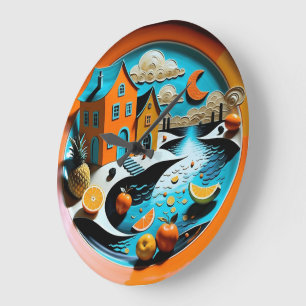 Citrus Dreamscape Large Clock