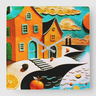 Citrus Dreamscape Square Wall Clock