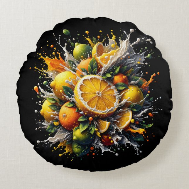 Citrus Explosion Round Cushion (Front)