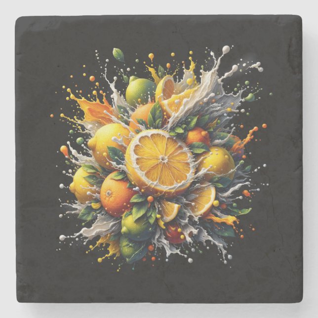 Citrus Explosion Stone Coaster (Front)