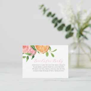 Citrus Floral Baby Shower Books for Baby Enclosure Card