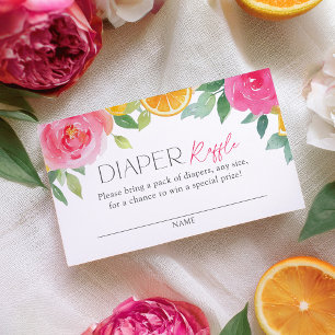 Citrus Floral Baby Shower Diaper Raffle Ticket Enclosure Card