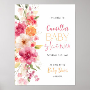Citrus Floral Baby Shower Welcome Sign Poster