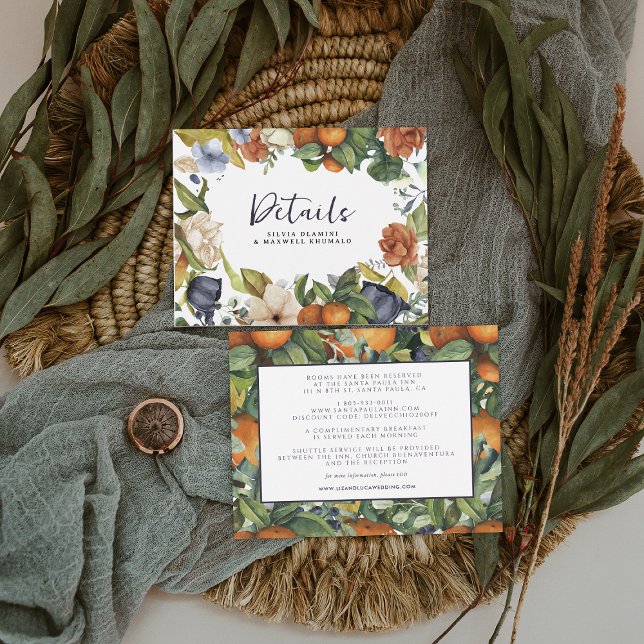 Citrus Floral | Botanical Wedding Guest Details Enclosure Card (Creator Uploaded)