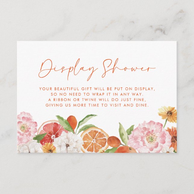 Citrus Floral Bridal Shower Display Shower Enclosure Card (Front)