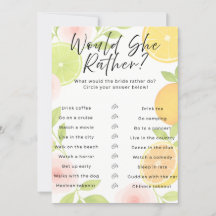 Citrus Floral Bridal Shower Game