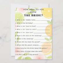 Citrus Floral Bridal Shower Game