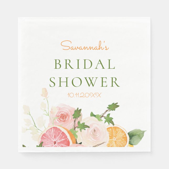 Citrus Floral Bridal Shower Napkin (Front)