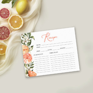 Citrus Floral Bridal Shower Recipe Cards