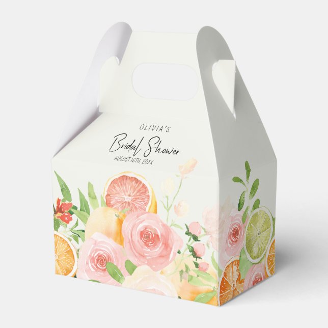 Citrus Floral Bridal Shower Shower Favour Box (Front Side)