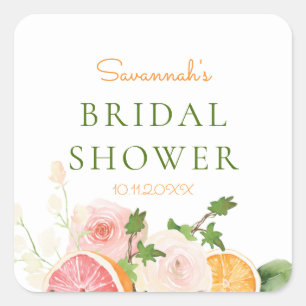 Citrus Floral Bridal Shower Theme Candle Label