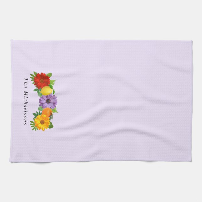 Citrus Floral Garden Tea Towel (Horizontal)