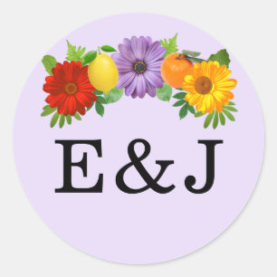 Citrus Floral Garden Wedding Classic Round Sticker