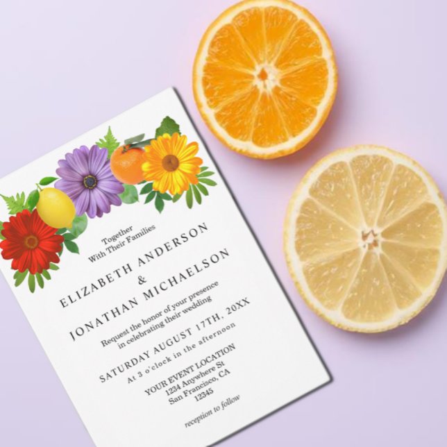 Citrus Floral Garden Wedding Invitation (Creator Uploaded)